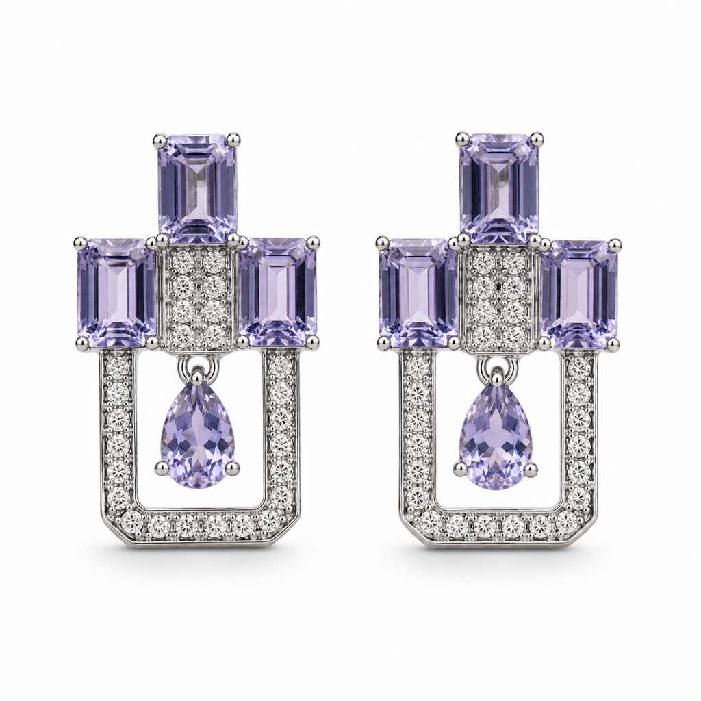 Iolite Elegance Earrings in 925 Sterling Silver