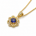 Iolite Aura Pendant in Gold-Plated 925 Sterling Silver