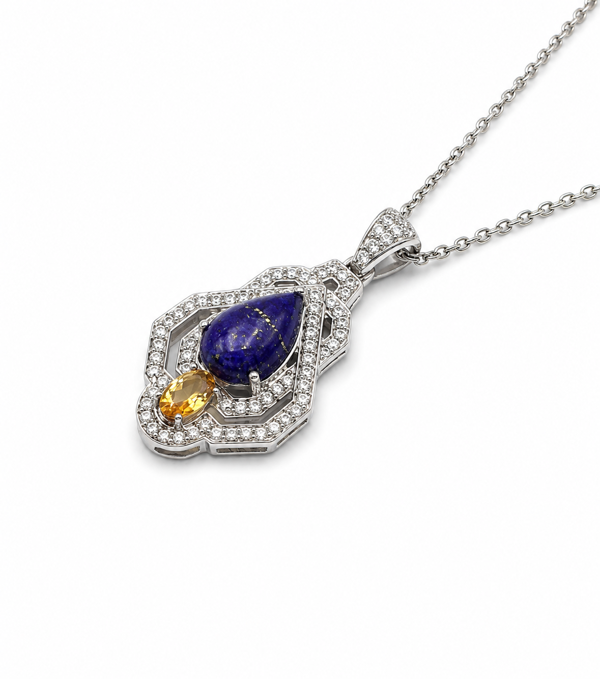 Lapis Lazuli & Citrine Harmony Pendant in 925 Sterling Silver