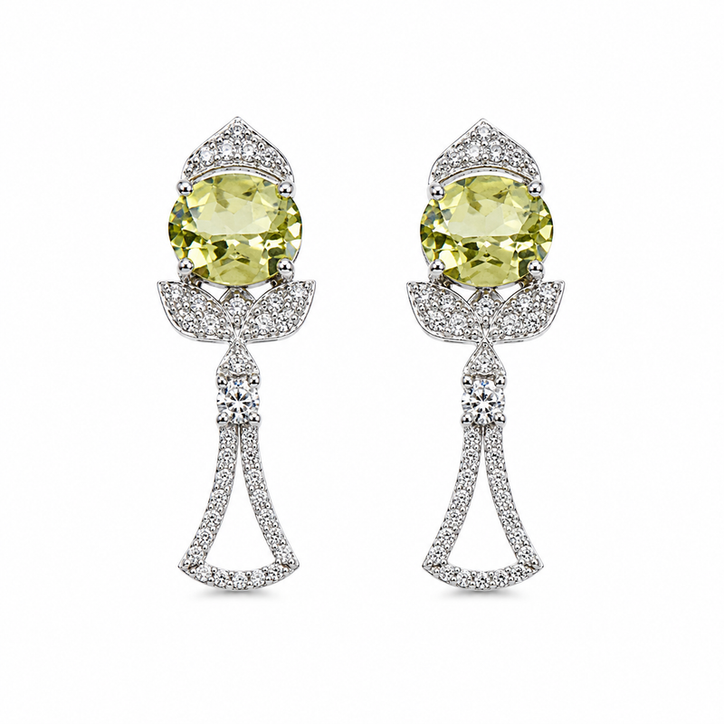 Lemon Quartz Radiance Earrings in 925 Sterling Silver
