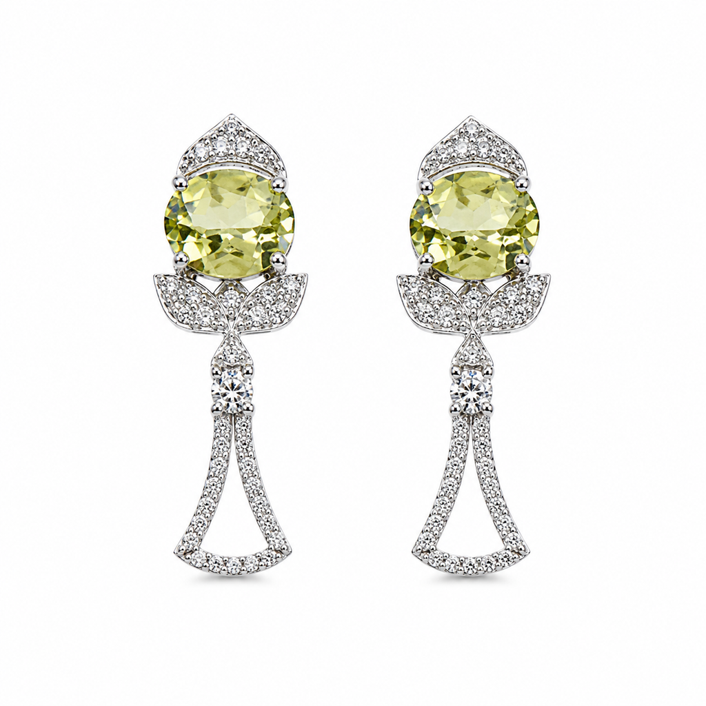 Lemon Quartz Radiance Earrings in 925 Sterling Silver