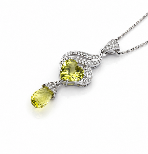 Lemon Quartz Aura Pendant in 925 Sterling Silver