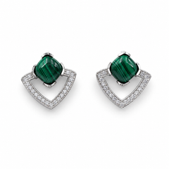 Malachite Elegance Earrings in 925 Sterling Silver