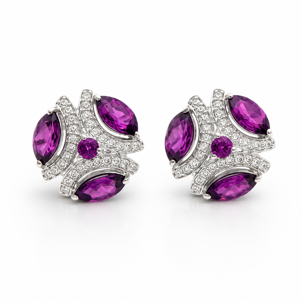 Pink Garnet Elegance Earrings in 925 Sterling Silver