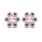 Pink Garnet & Rose Quartz Royale Earrings in 925 Sterling Silver