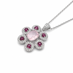 Pink Garnet & Rose Quartz Harmony Pendant in 925 Sterling Silver