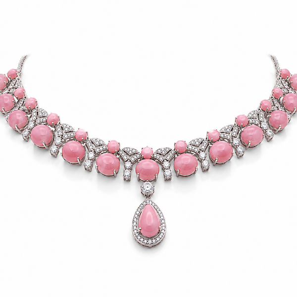 Pink Opal Royale Necklace in 925 Sterling Silver