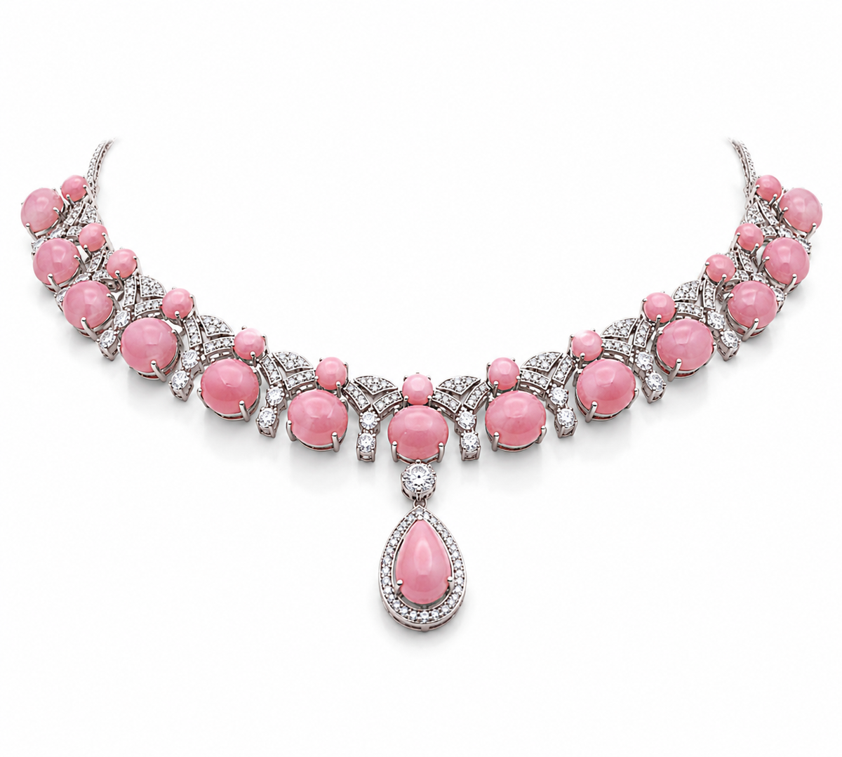 Pink Opal Royale Necklace in 925 Sterling Silver