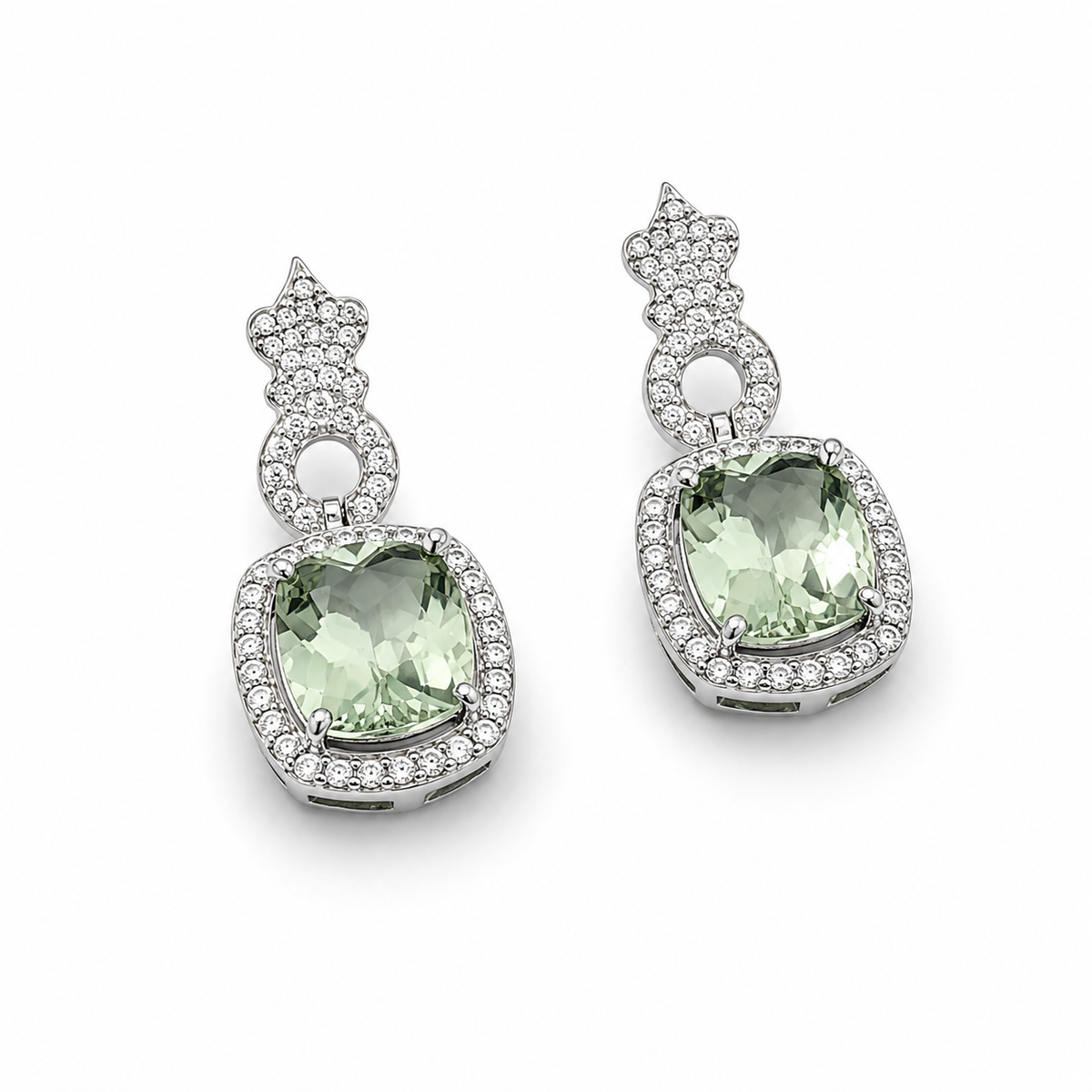 Prasiolite Majesty Earrings in 925 Sterling Silver