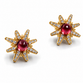Red Garnet Aura Earrings in Gold-Plated 925 Sterling Silver