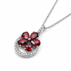 Red Garnet Majesty Pendant in 925 Sterling Silver