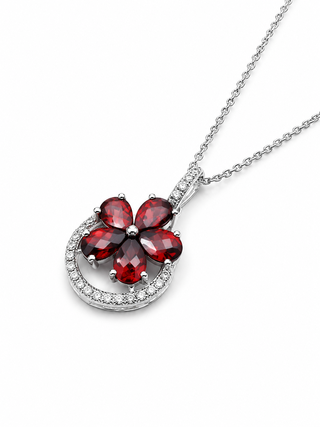 Red Garnet Majesty Pendant in 925 Sterling Silver