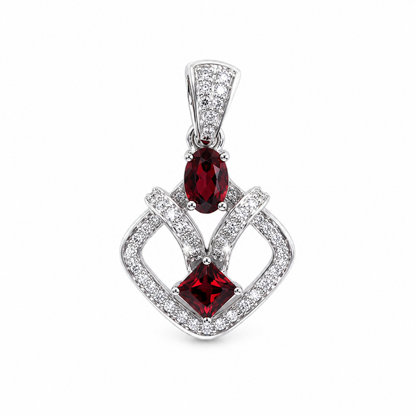 Red Garnet Radiance Pendant in 925 Sterling Silver