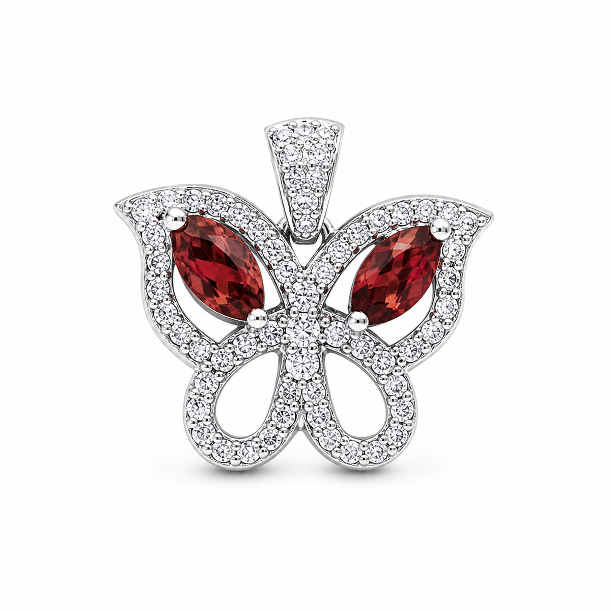 Red Garnet Aura Pendant in 925 Sterling Silver