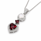 Red Garnet & Moonstone Harmony Pendant in 925 Sterling Silver