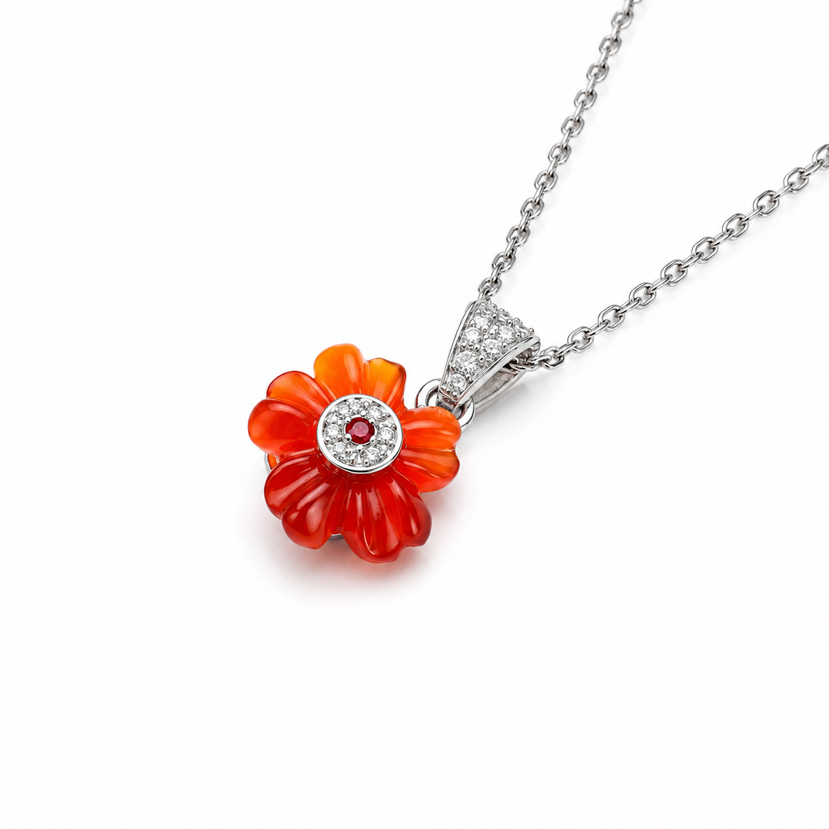 Red Onyx Aura Pendant in 925 Sterling Silver
