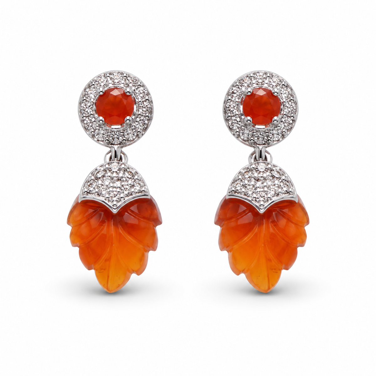 Red Onyx & Carnelian Harmony Earrings in 925 Sterling Silver