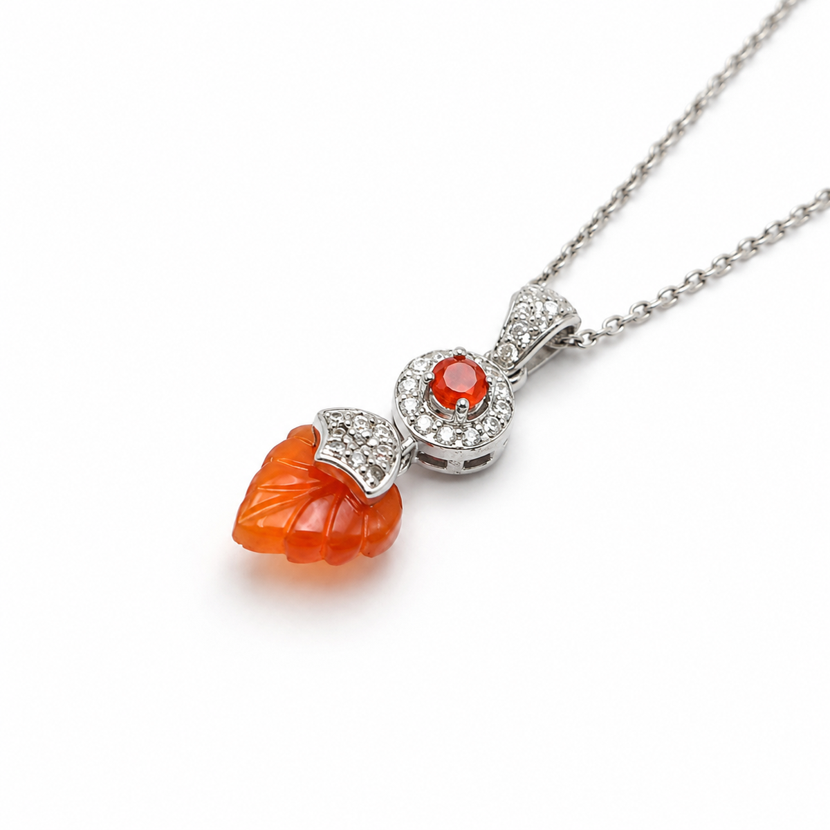 Red Onyx & Carnelian Radiance Pendant in 925 Sterling Silver