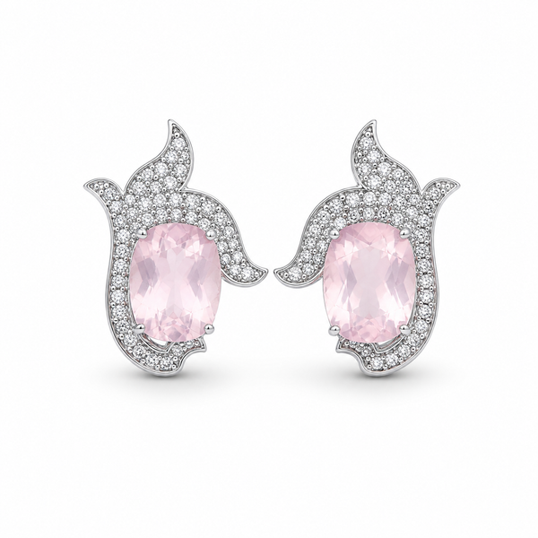 Rose Quartz Elegance Earrings in 925 Sterling Silver