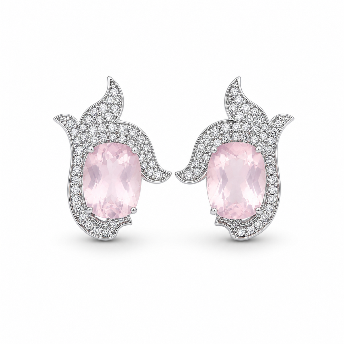 Rose Quartz Elegance Earrings in 925 Sterling Silver