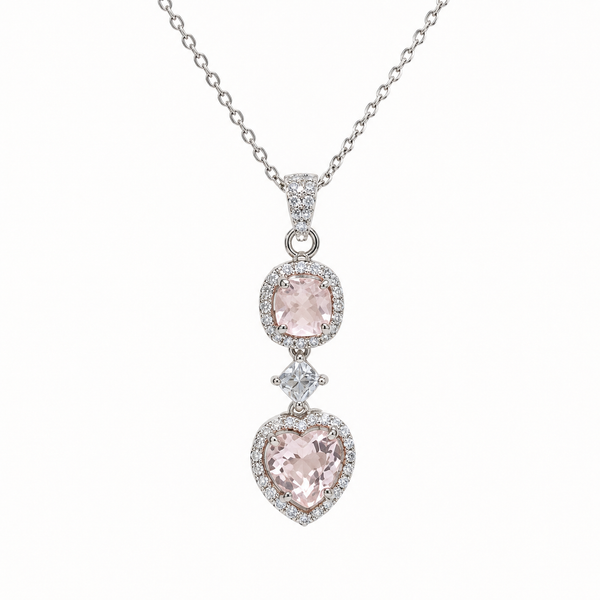 Rose Quartz Aura Pendant in 925 Sterling Silver