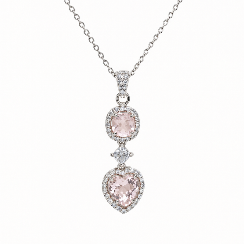 Rose Quartz Aura Pendant in 925 Sterling Silver