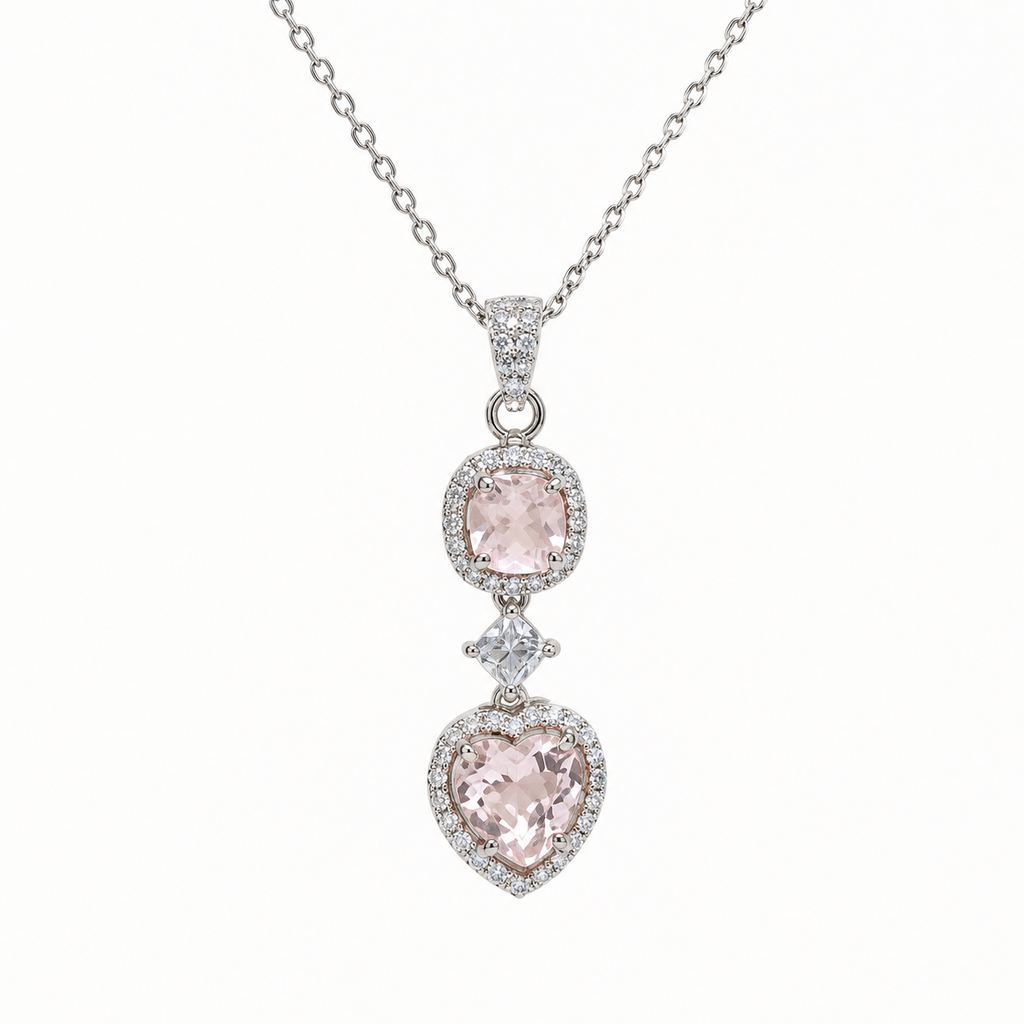 Rose Quartz Aura Pendant in 925 Sterling Silver