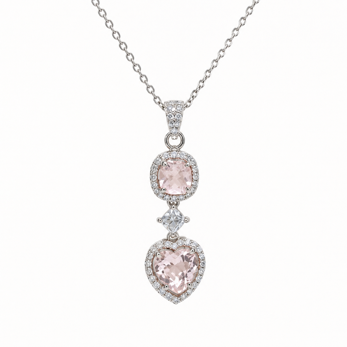 Rose Quartz Aura Pendant in 925 Sterling Silver