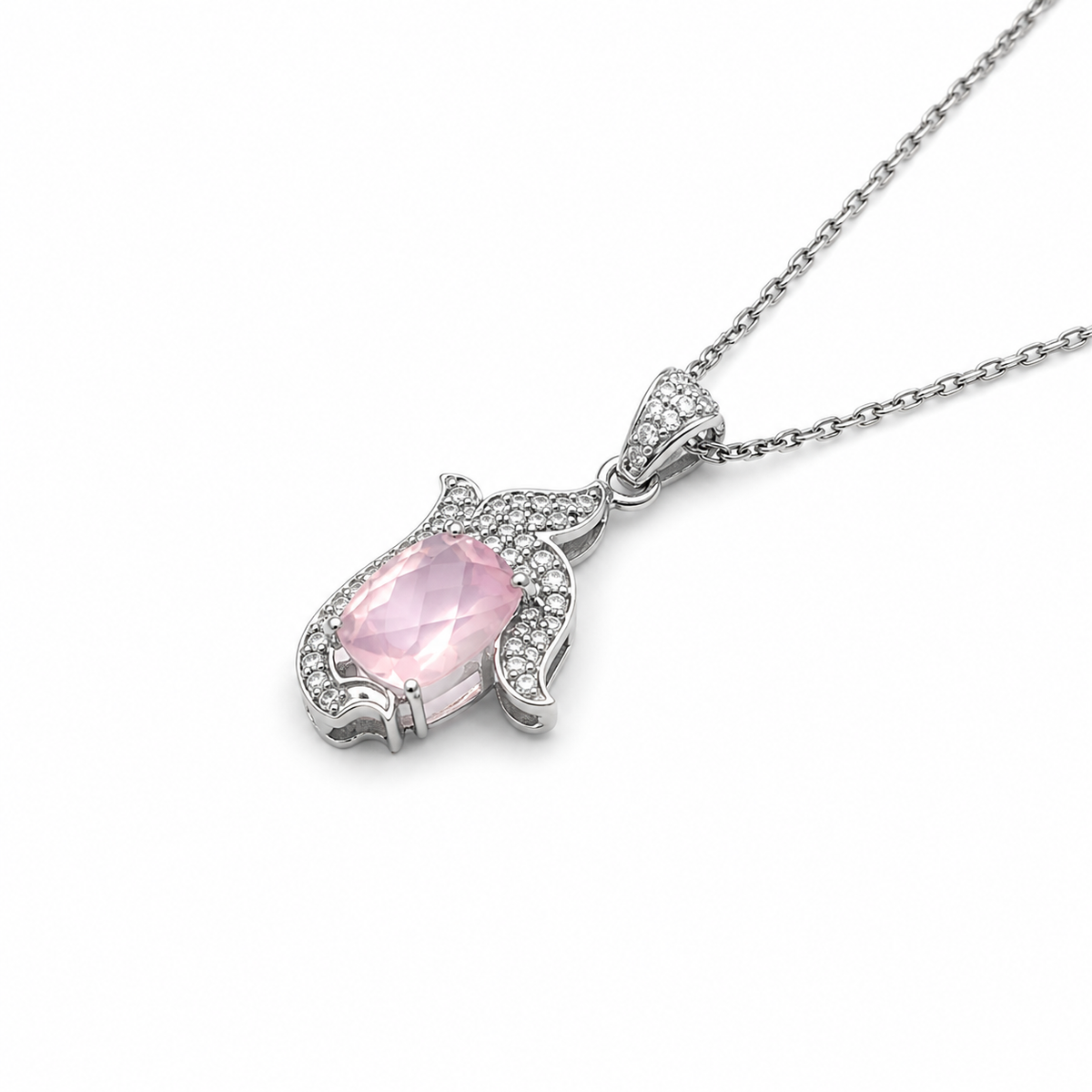 Rose Quartz Radiance Pendant in 925 Sterling Silver