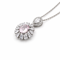 Rose Quartz Floral Pendant in 925 Sterling Silver