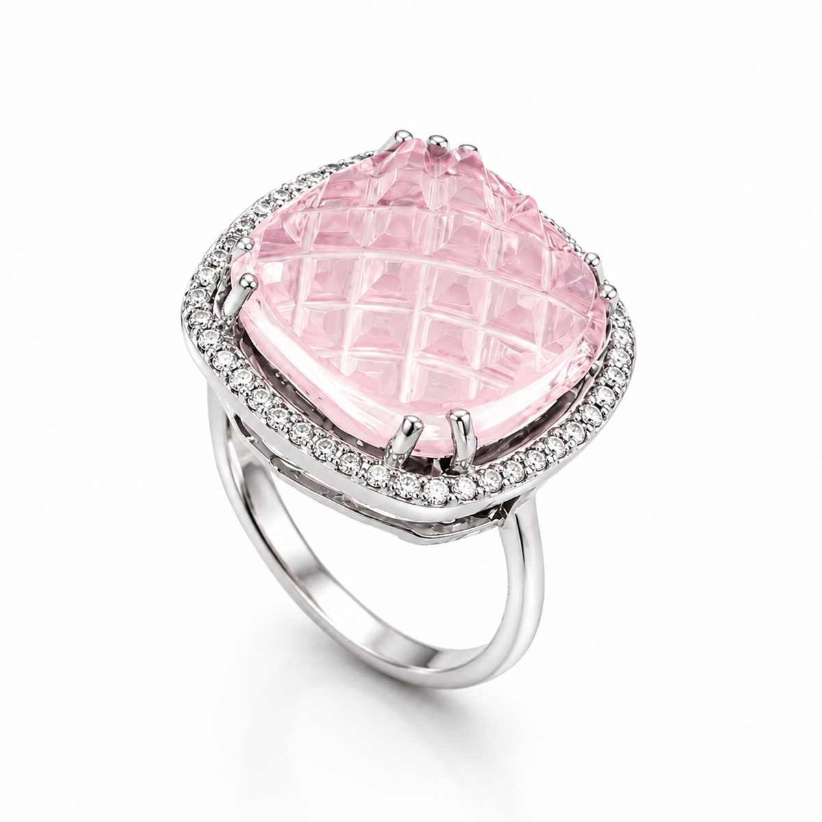 Rose Quartz Majesty Ring in 925 Sterling Silver
