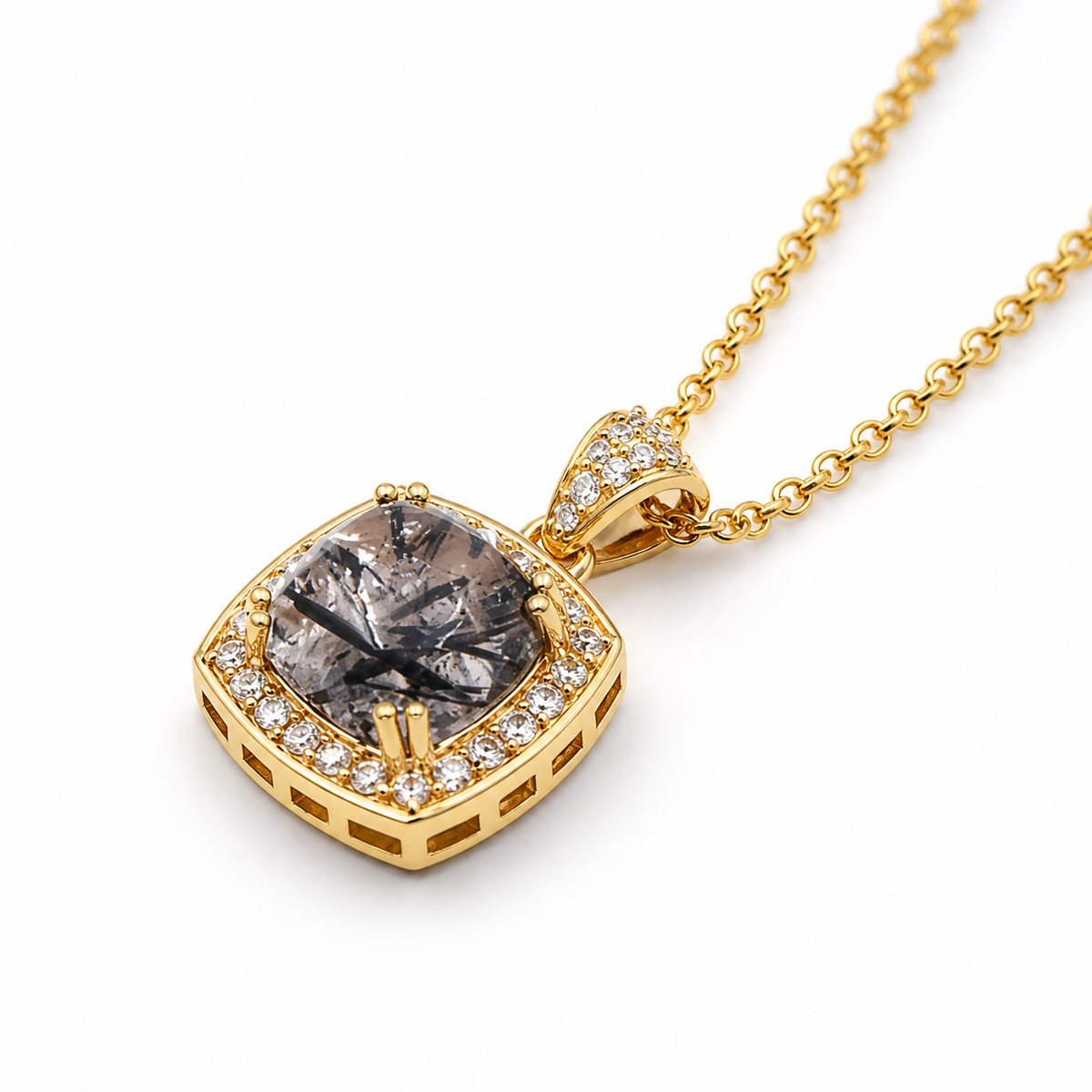 Rutilated Quartz Radiance Pendant in Gold-Plated 925 Sterling Silver