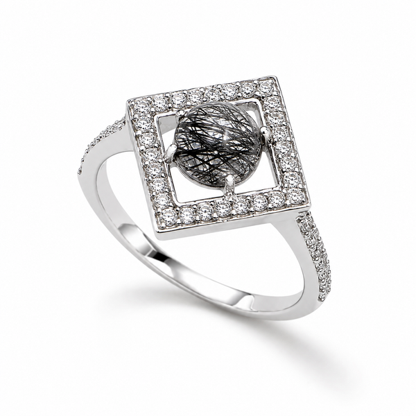 Rutilated Quartz Essence Ring in 925 Sterling Silver