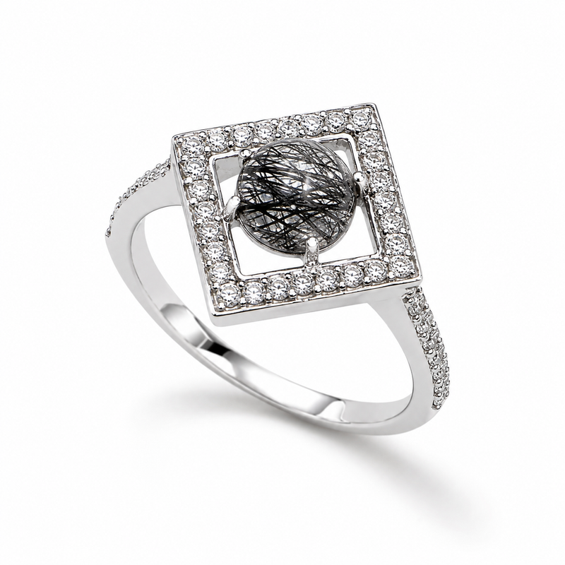 Rutilated Quartz Essence Ring in 925 Sterling Silver