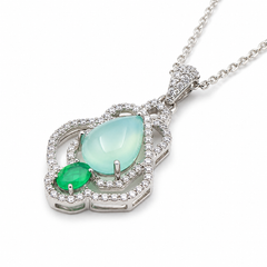 Sea Blue Onyx & Green Onyx Harmony Pendant in 925 Sterling Silver