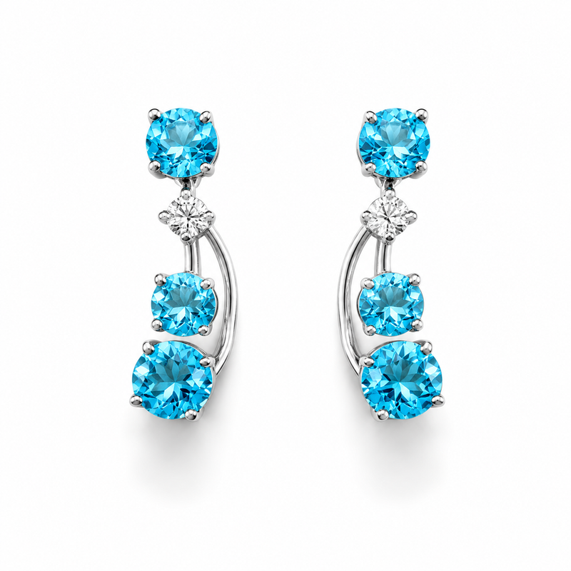 Sky Blue Topaz Elegance Earrings in 925 Sterling Silver