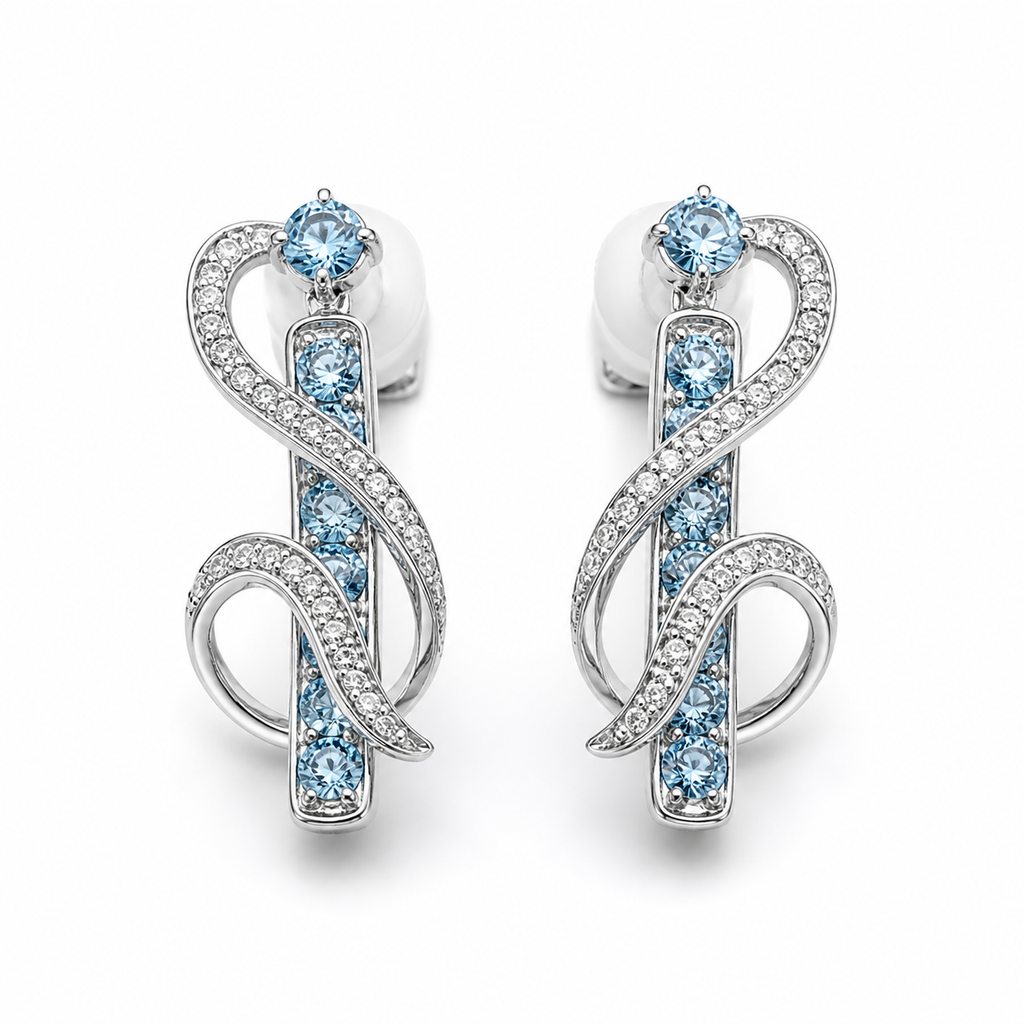Sky Blue Topaz Majesty Earrings in 925 Sterling Silver