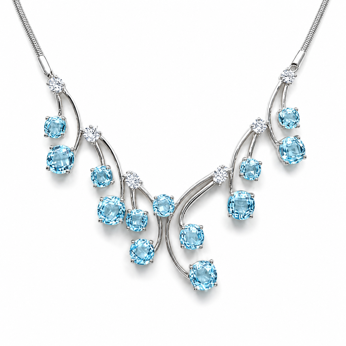 Sky Blue Topaz Royale Necklace in 925 Sterling Silver