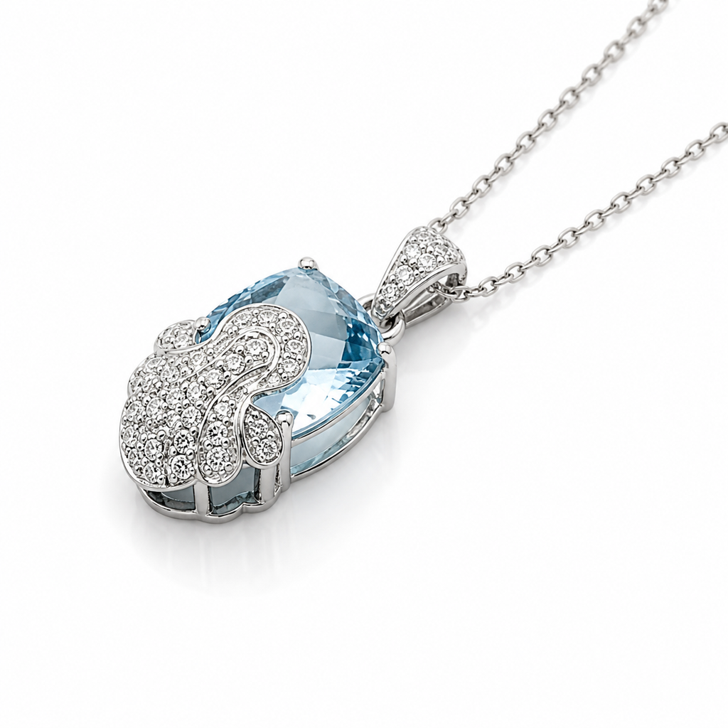 Sky Blue Topaz Radiance Pendant in 925 Sterling Silver