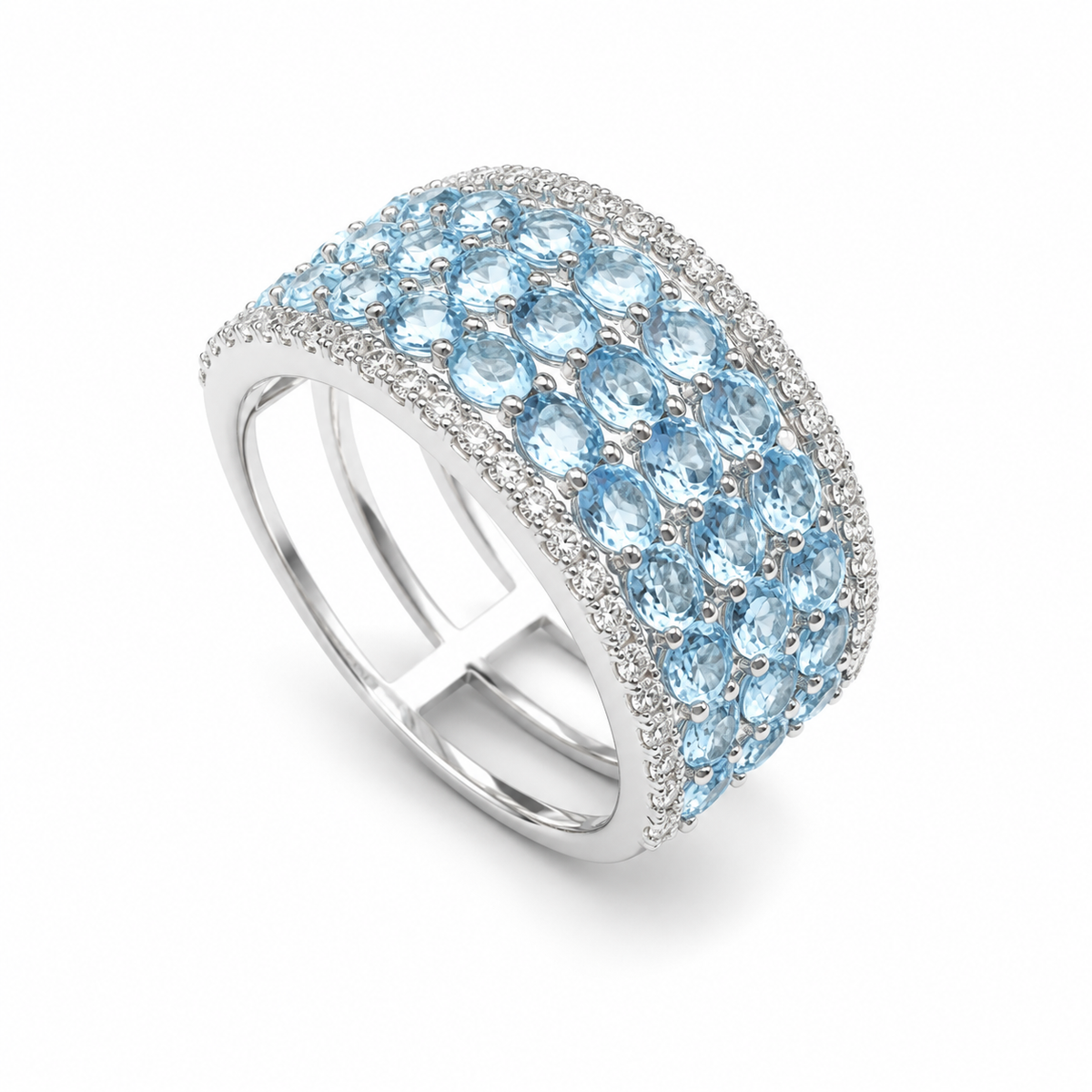 Sky Blue Topaz Majesty Ring in 925 Sterling Silver