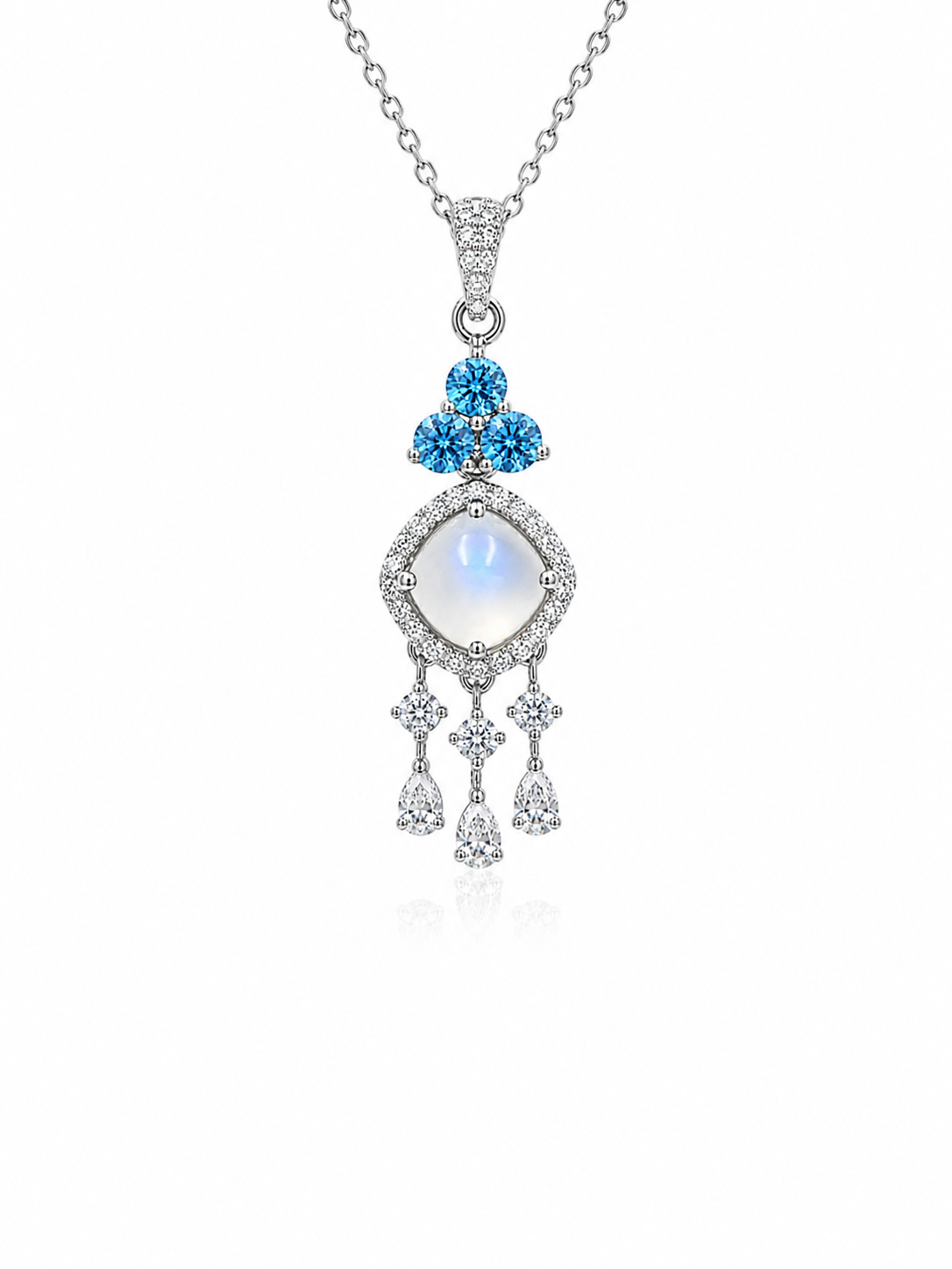 Sky Blue Topaz & Moonstone Harmony Pendant in 925 Sterling Silver