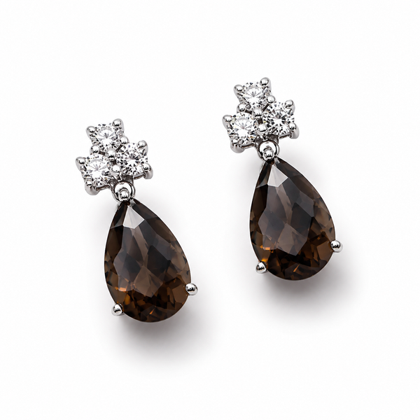 Smoky Quartz Essence Earrings in 925 Sterling Silver
